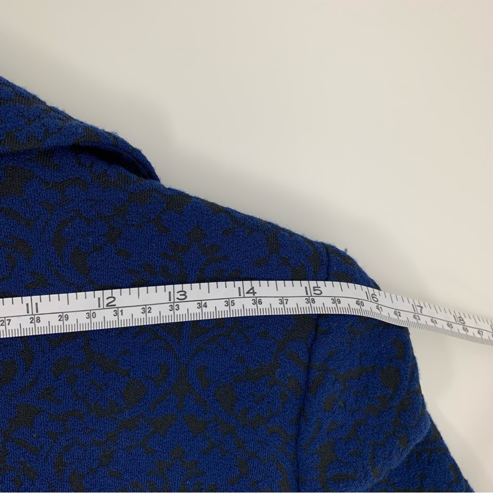 Love Moschino Jacket Blue Black Textured Sz 4 Belt Italy Quiet Luxury Elegant - Picture 14 of 14